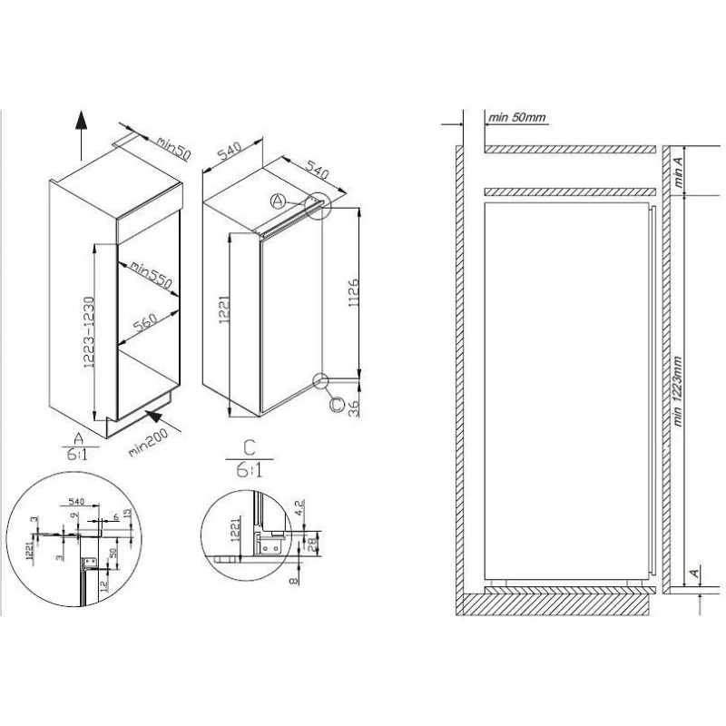 amica ugradbeni hladnjak eks 16174 sigurnosno staklo - slika 5