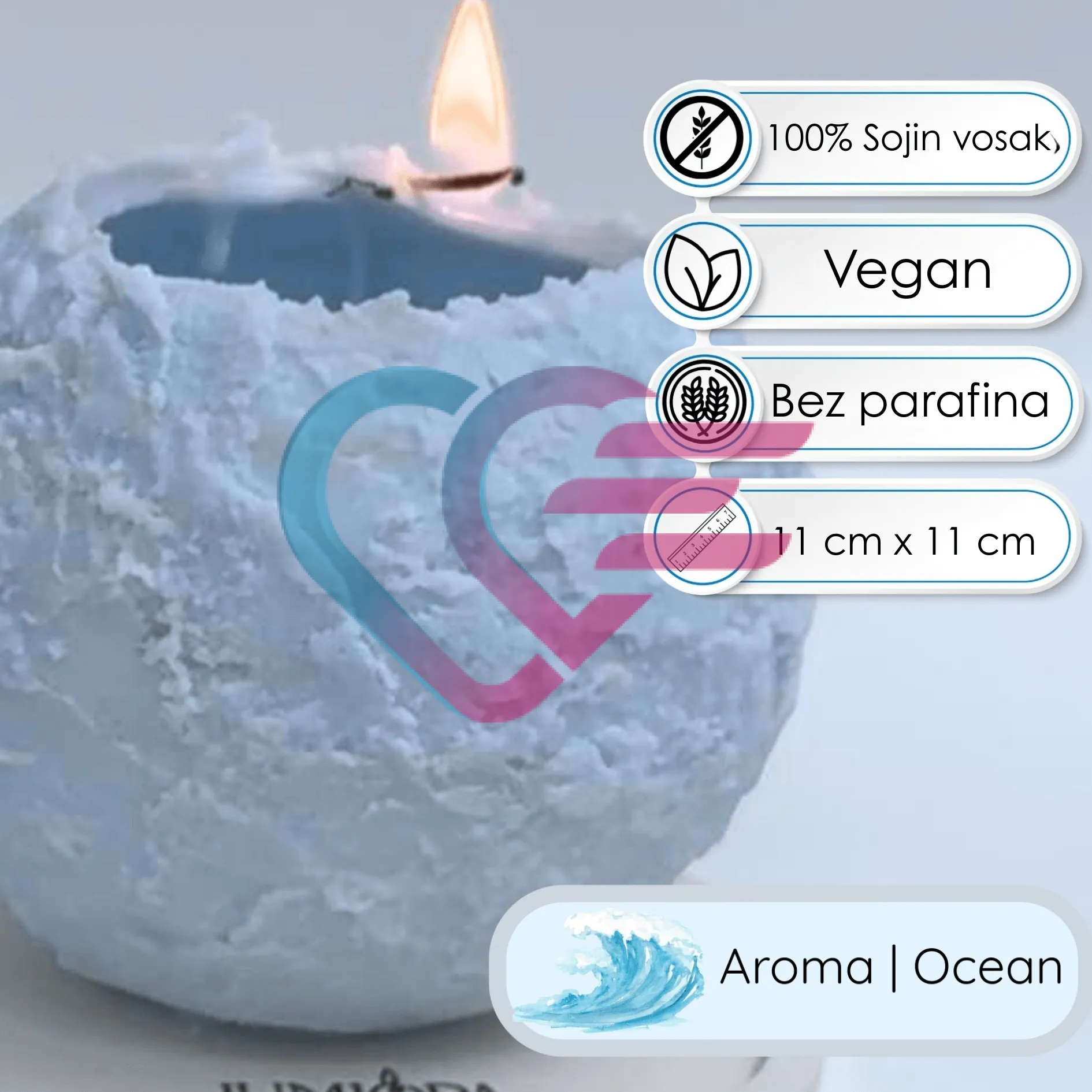 svijeća mirisna sa spiralnim gorenjem “snow ball” ocean - slika 2
