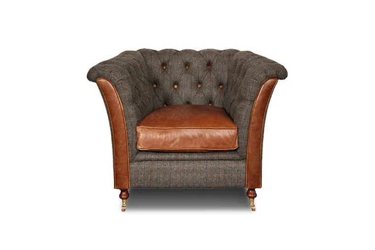 chesterfield harris tweed geranium fotelja - slika 1