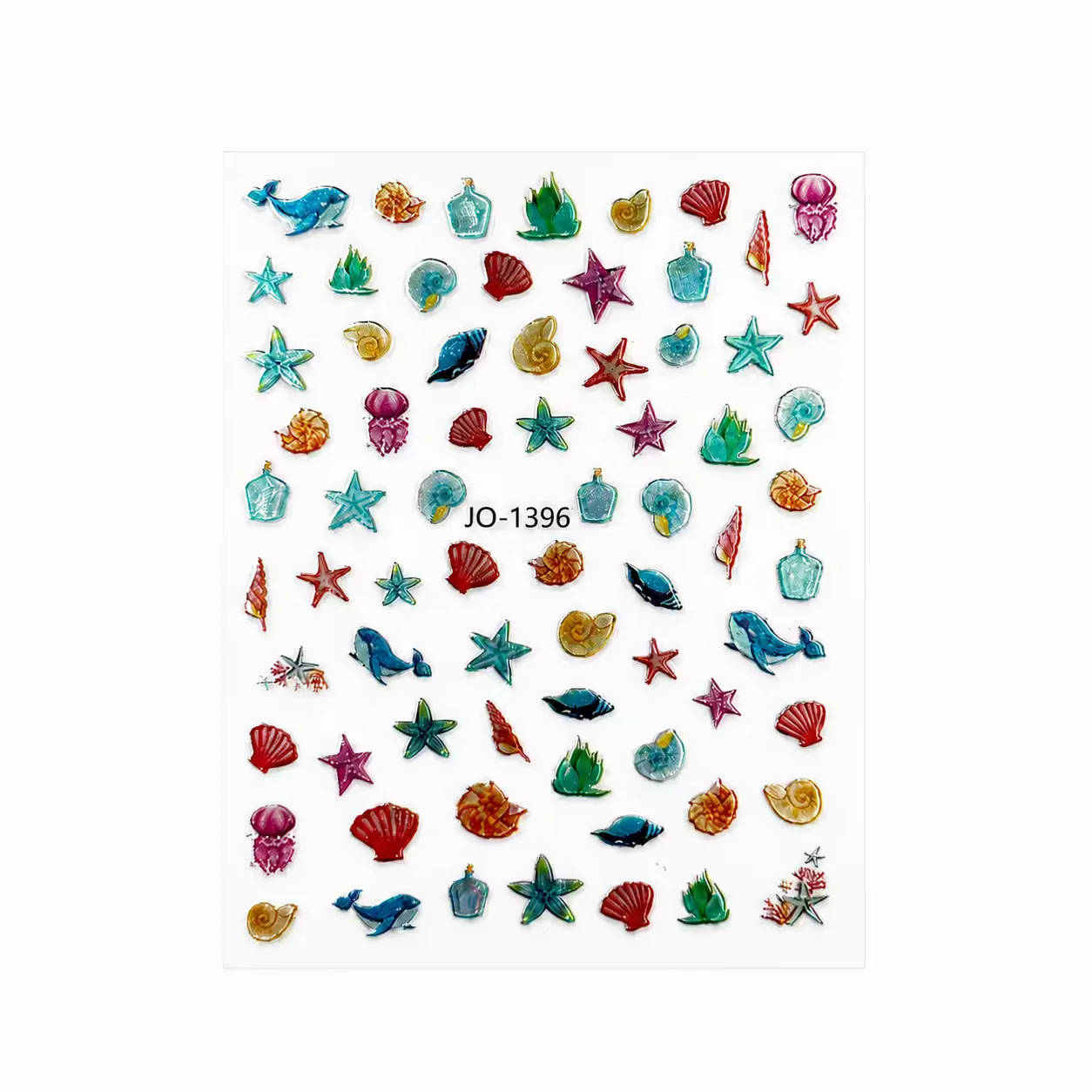 nail stickers – colorful shells and starfish - slika 1
