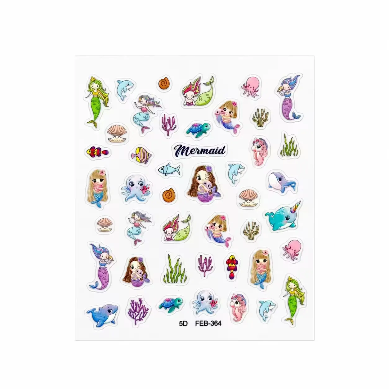 3d nail stickers cute colorful mermaids - slika 1
