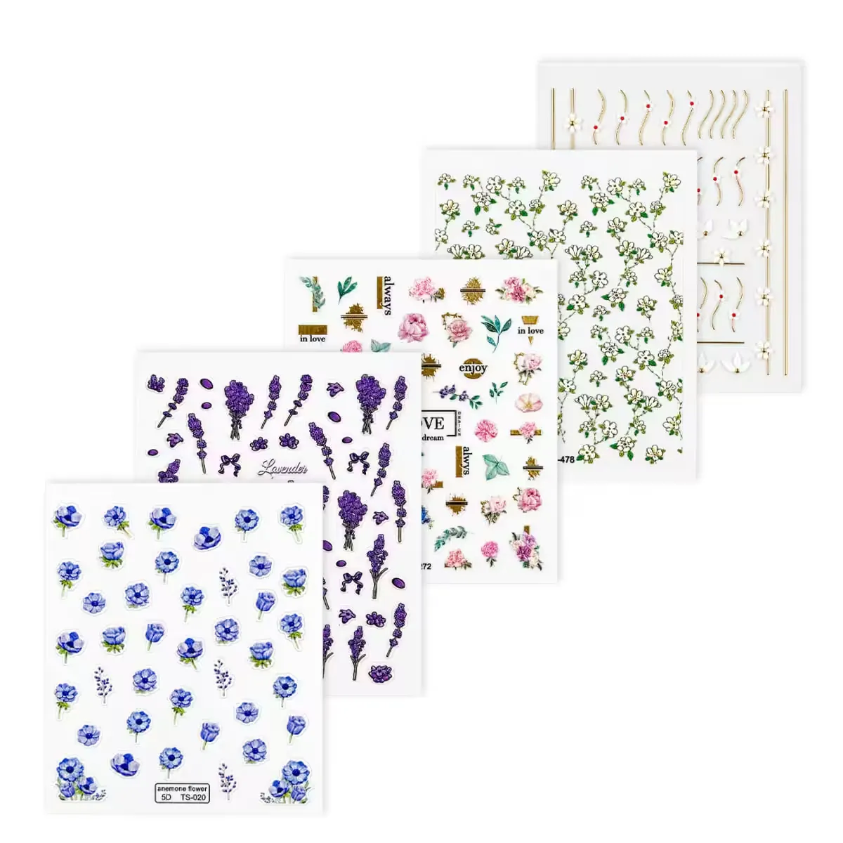 3d nail sticker value bundle - flowers 5 - slika 1