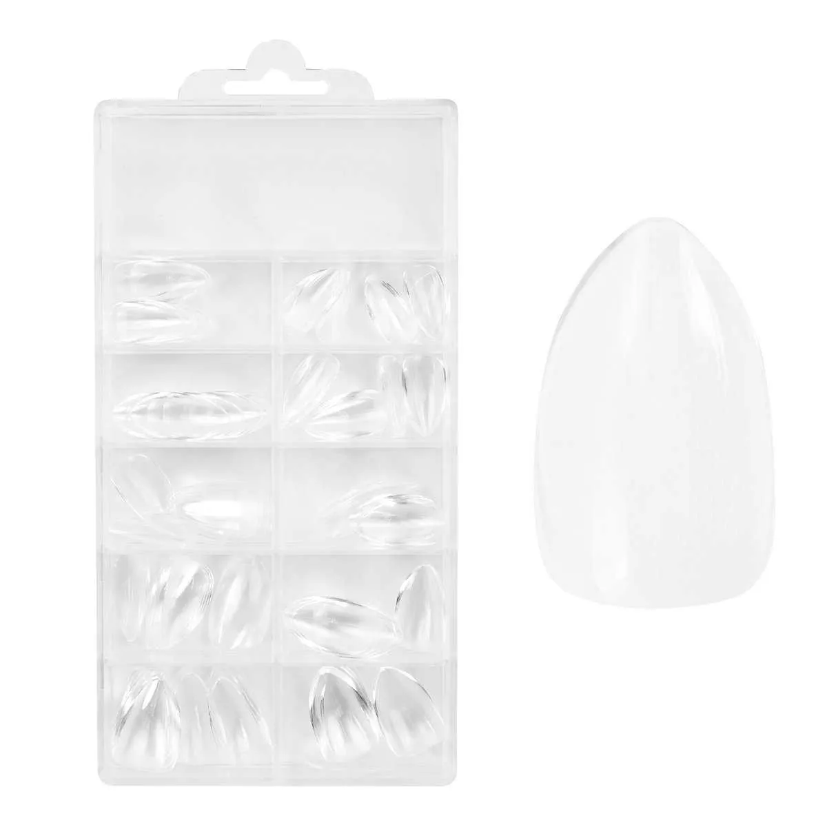 easy guide - press-on fullcover tipse clear – almond - kratke (100 kom.) - slika 2