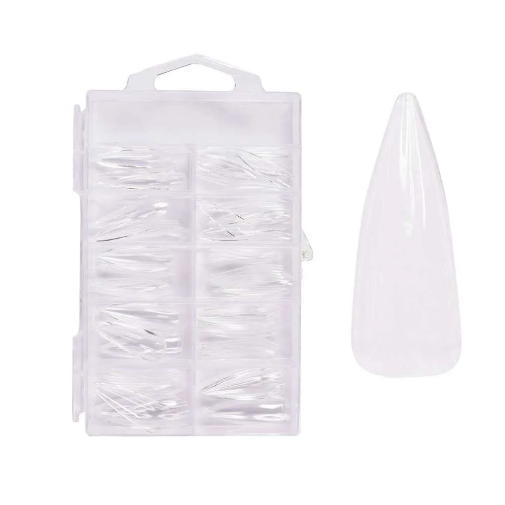 press-on full cover tipse prozirne – stiletto duge (100 pcs.) - slika 3