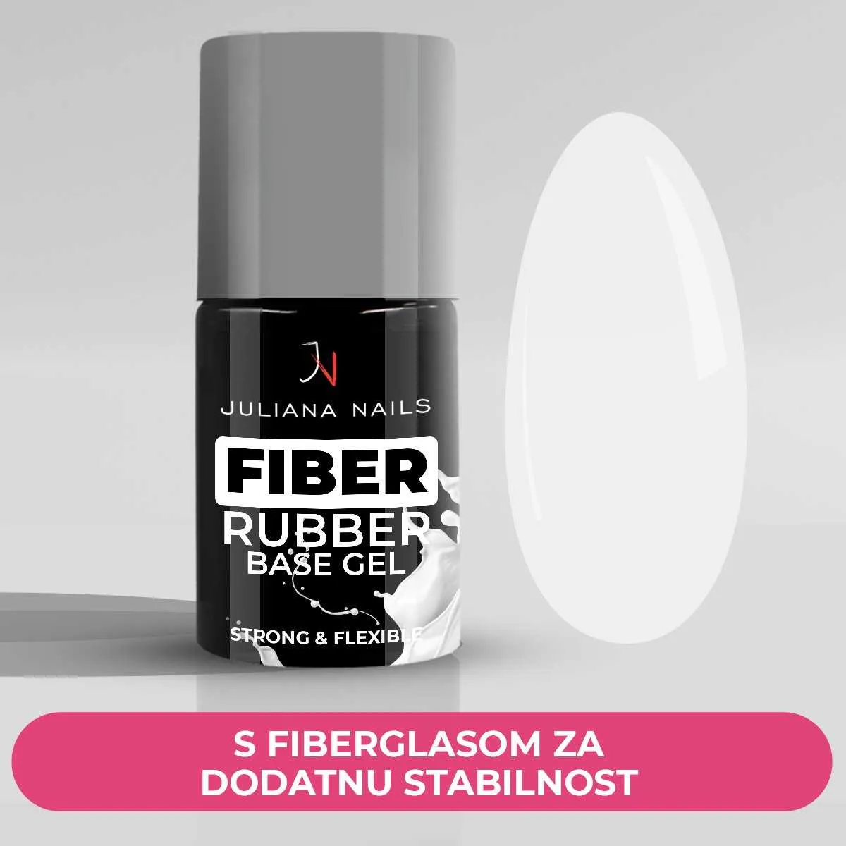 fiber rubber base gel - milky white - slika 4