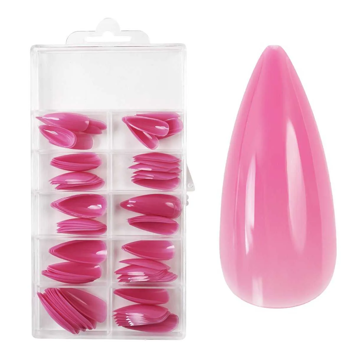press-on fullcover tipse sweet pink – stiletto – duge (100 kom.) - slika 4