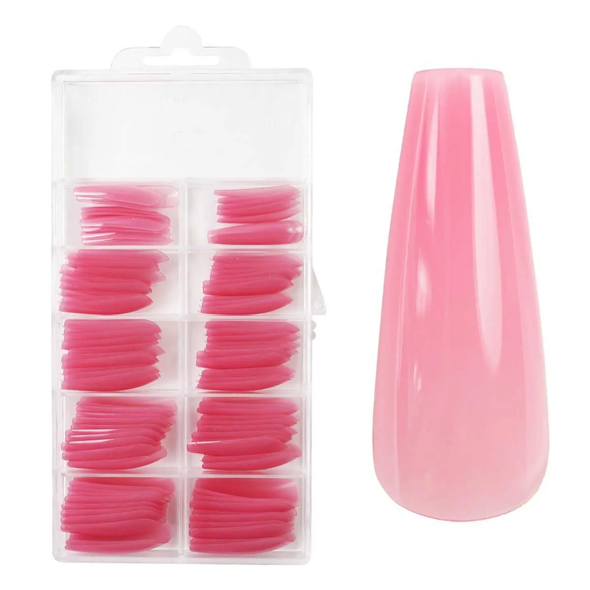 press-on fullcover tipse sheer pink – ballerina – duge (100 kom.) - slika 4