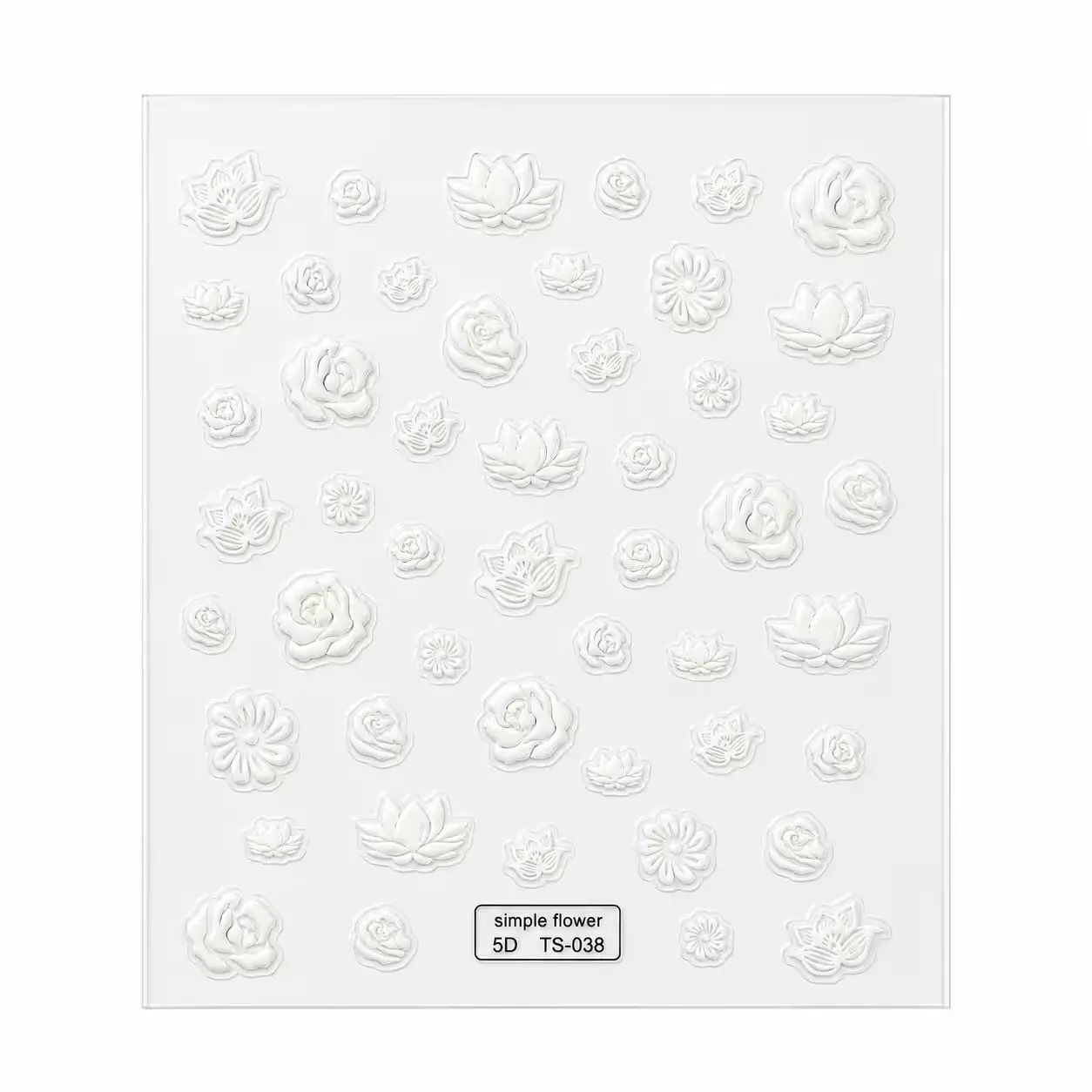 3d nail stickers white flower motifs - slika 1