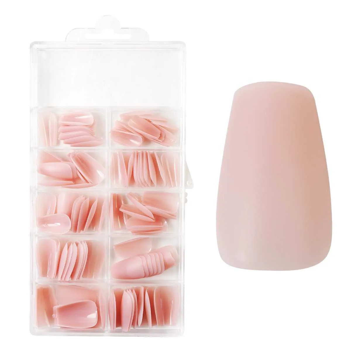 press-on fullcover tipse natural pink – ballerina – srednje (100 kom.) - slika 4