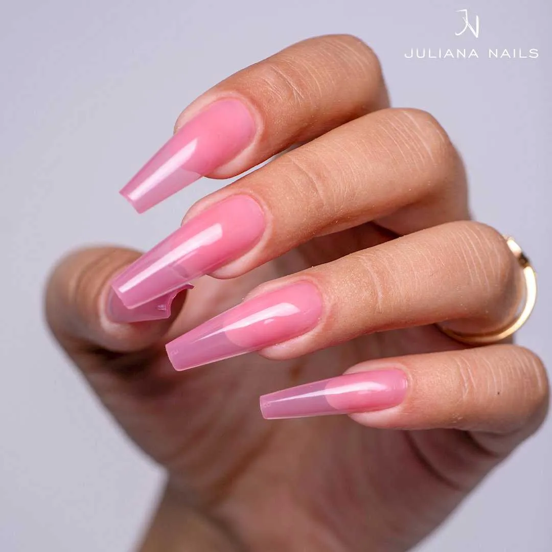 press-on fullcover tipse sheer pink – ballerina – duge (100 kom.) - slika 2