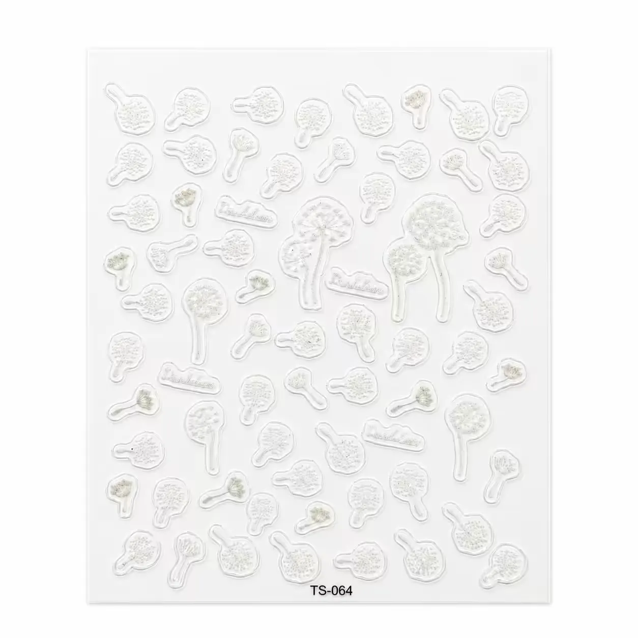 3D Nail Stickers Delicate White Dandelions - Zagreb