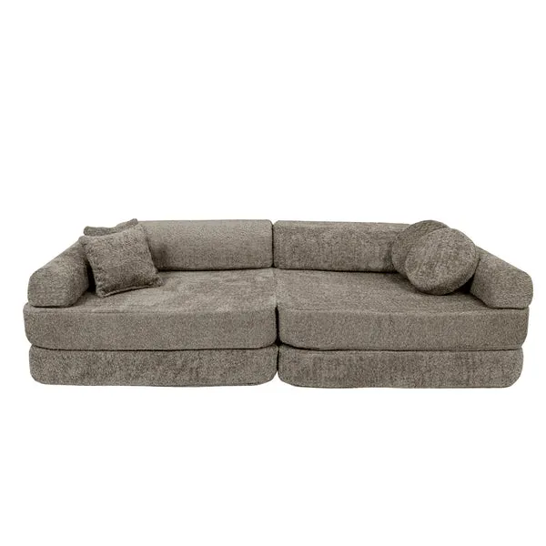 velika modularna sofa za djecu - premium bukle, bež boje - slika 2