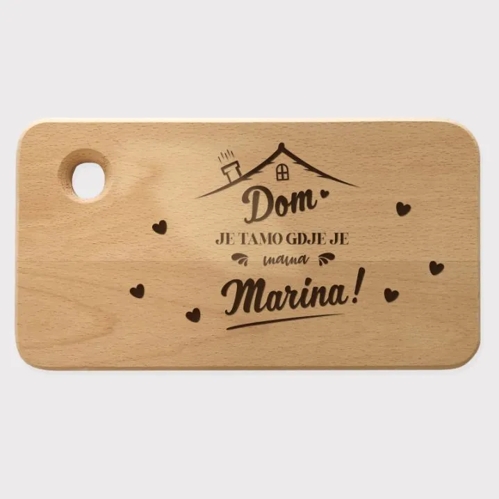 Daska za rezanje – personalizirana – Dom je tamo gdje je mama - Osijek