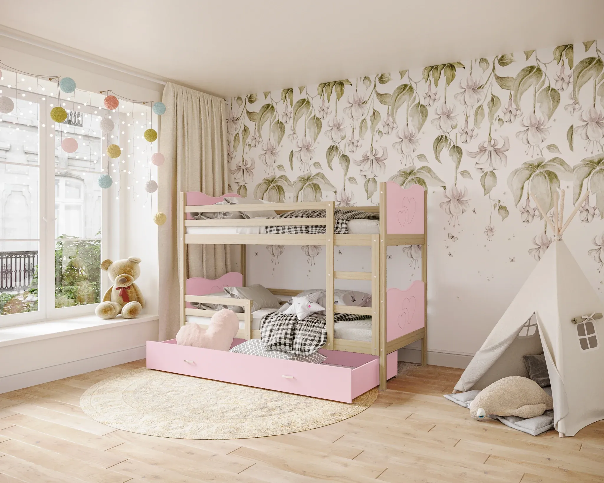 dječji krevet na kat s motivom srca 160×80 - slika 3