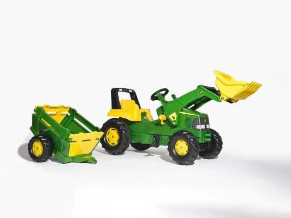 rolly toys traktor na pedale john deere + utovarivač + prikolica - slika 2