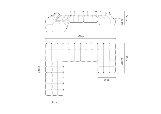 modularna sofa bellis 376x282cm, materijal: baršun - slika 9