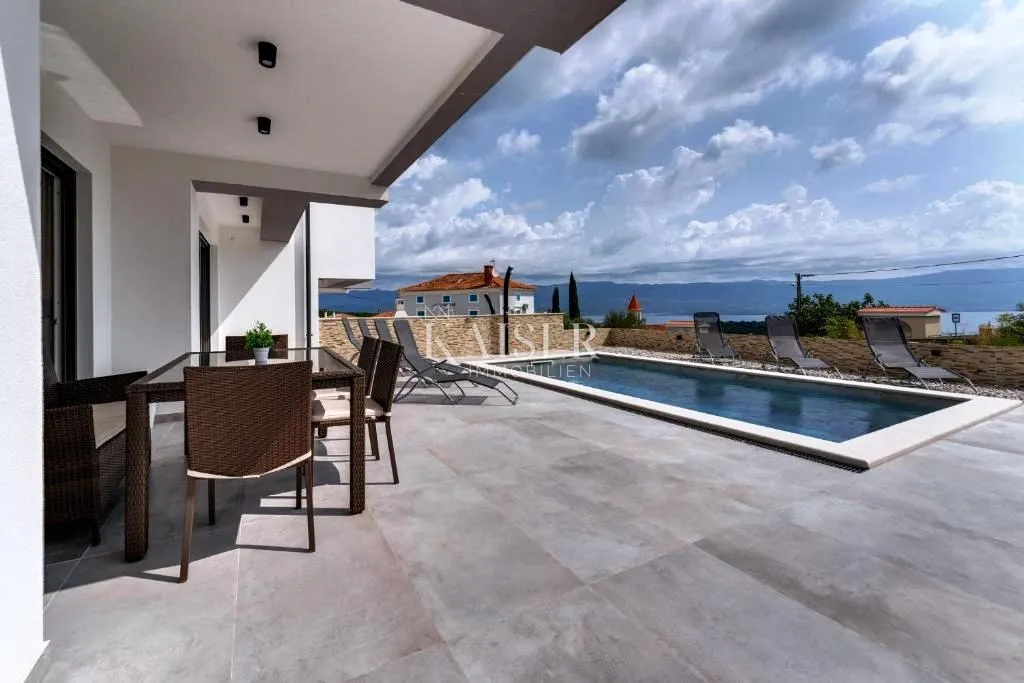 krk, risika - moderna dvojna kuća, 150 m2, pogled more - slika 3