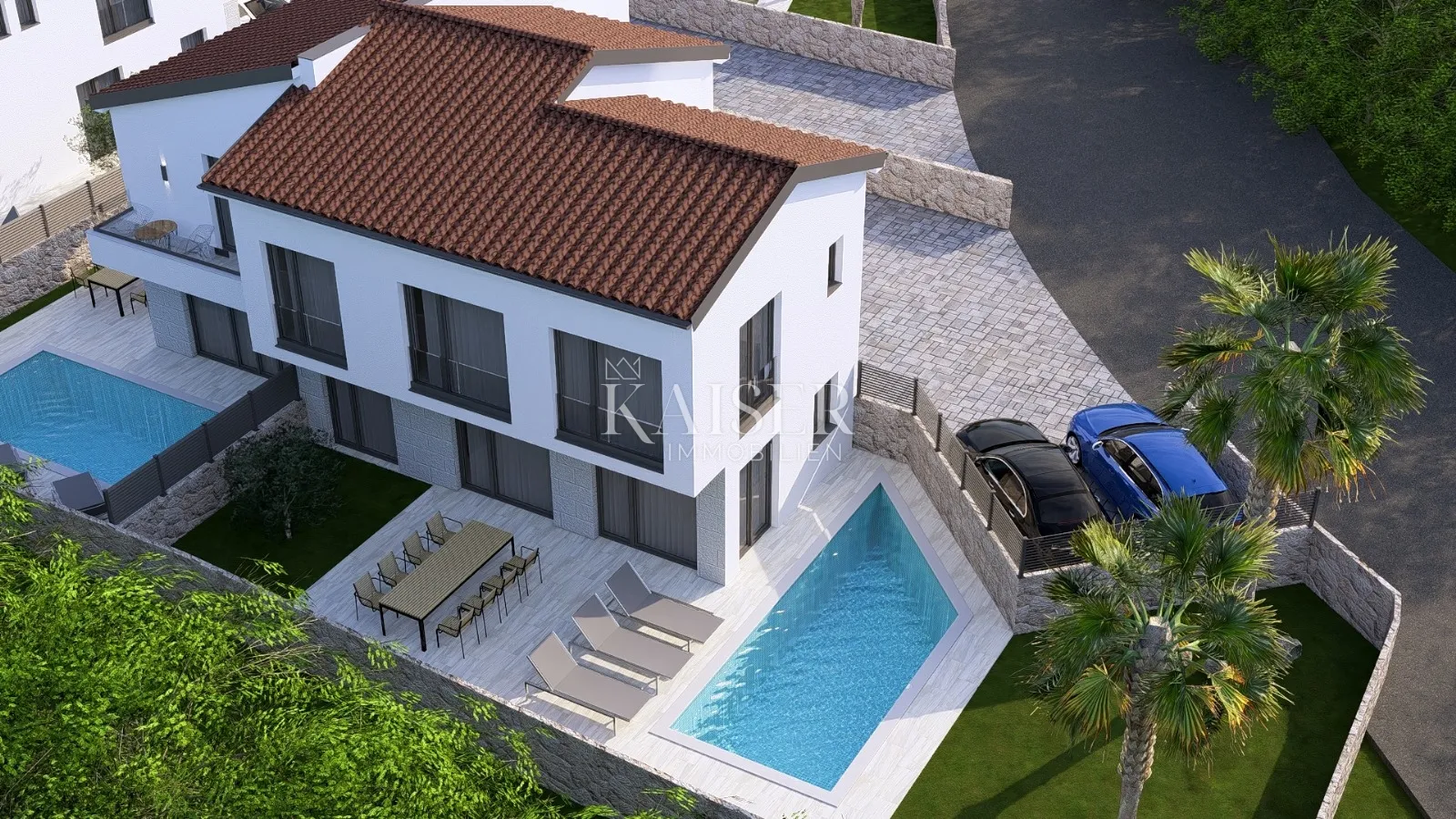 krk, malinska - duplex kuća 100m2, pogled more - slika 8
