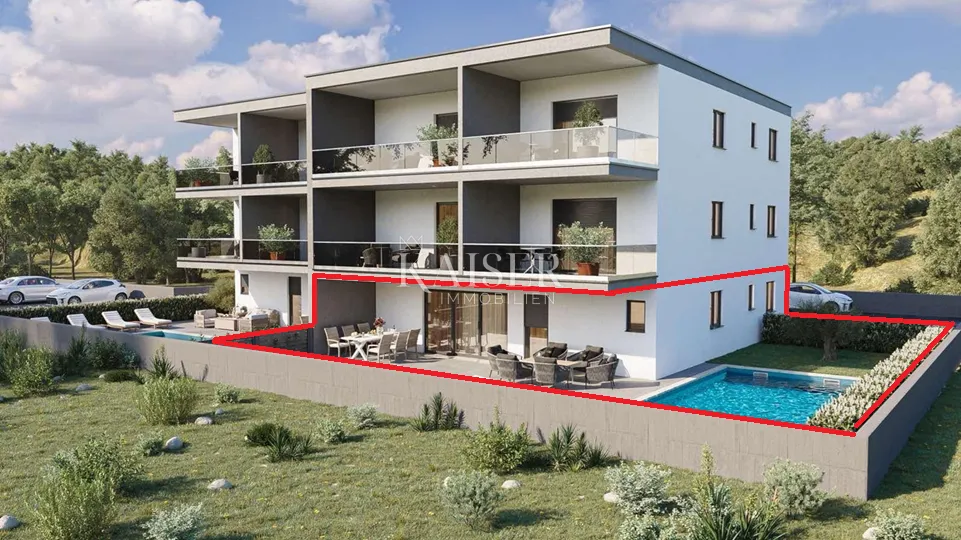 istra, novigrad - luksuzan trosoban stan sa dnevnim boravkom, 108 m2, u prizemlju, sa bazenom - slika 6