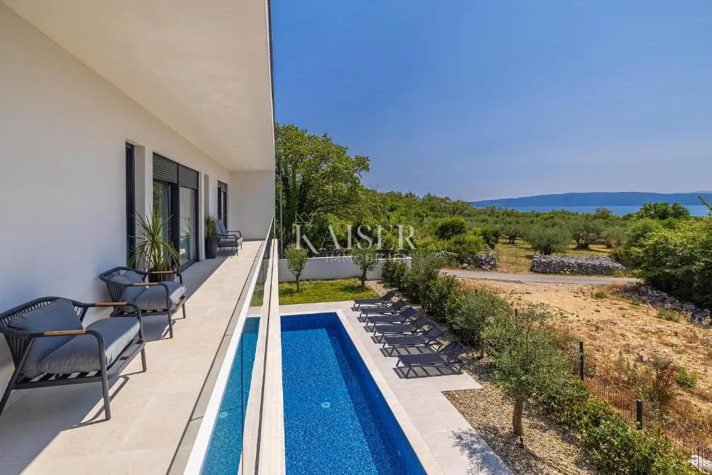 krk, okolica - luksuzna villa 199m2, pogled na more - slika 8