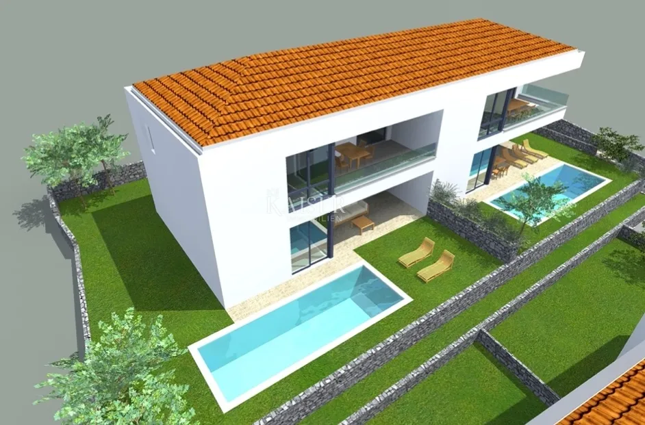 otok krk, malinska - dvojna kuća sa bazenom 180m2 - slika 6