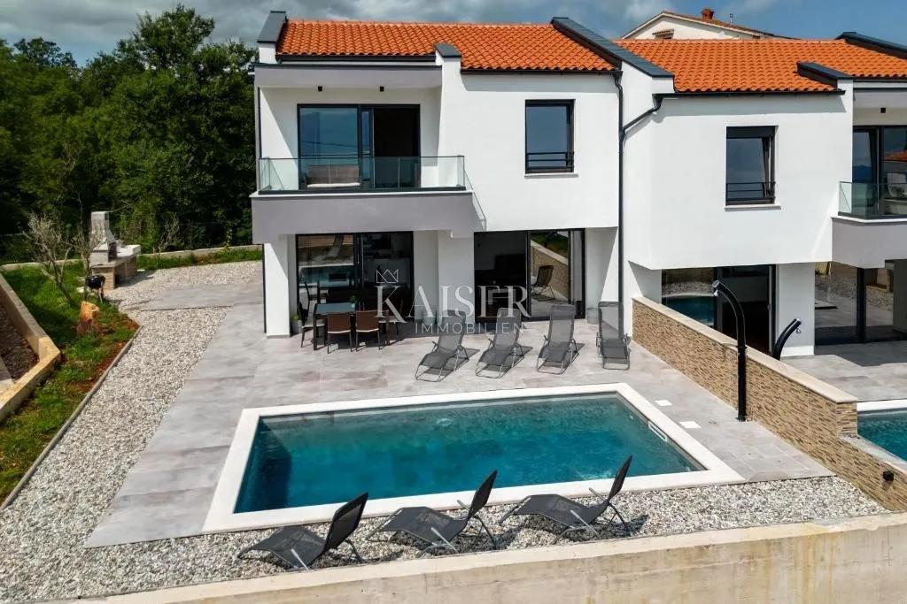 krk, risika - moderna dvojna kuća, 150 m2, pogled more - slika 19