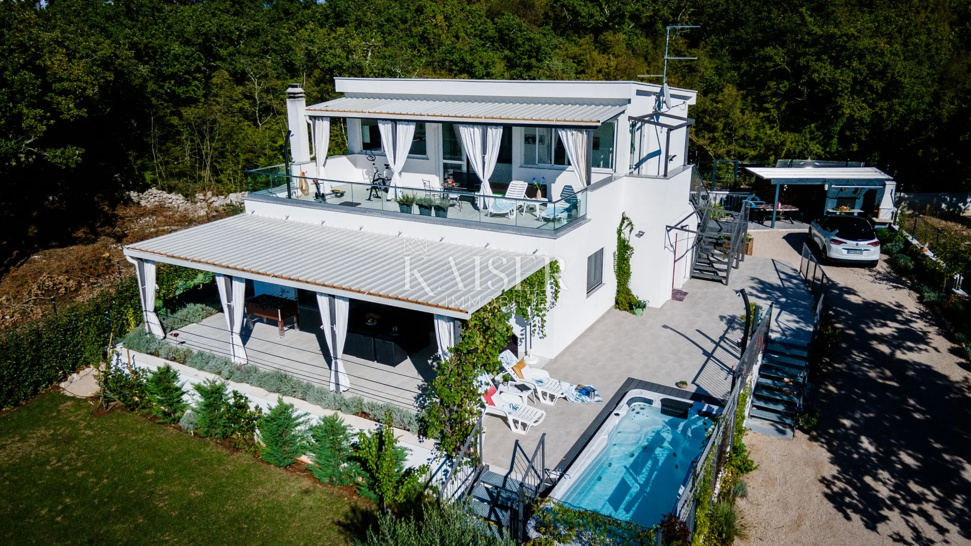otok krk, malinska-moderna vila 190m2 s pogledom na more - slika 37