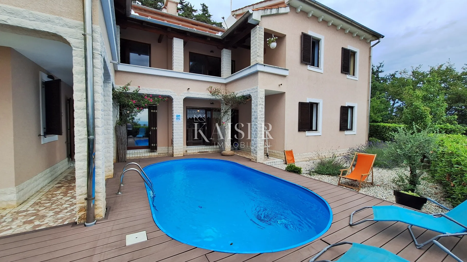 Opatija, Veprinac, obiteljska kuća s bazenom, pogled na Kvarner - Veprinac, Opatija