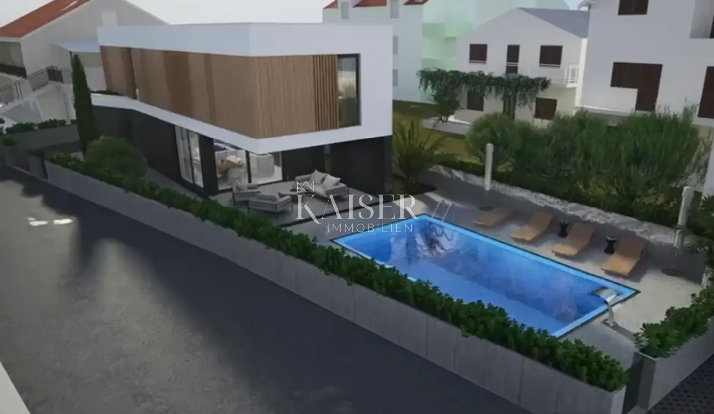 vodice - projekt-luksuzna moderna vila s bazenom i garažom 300 metara od mora - slika 7