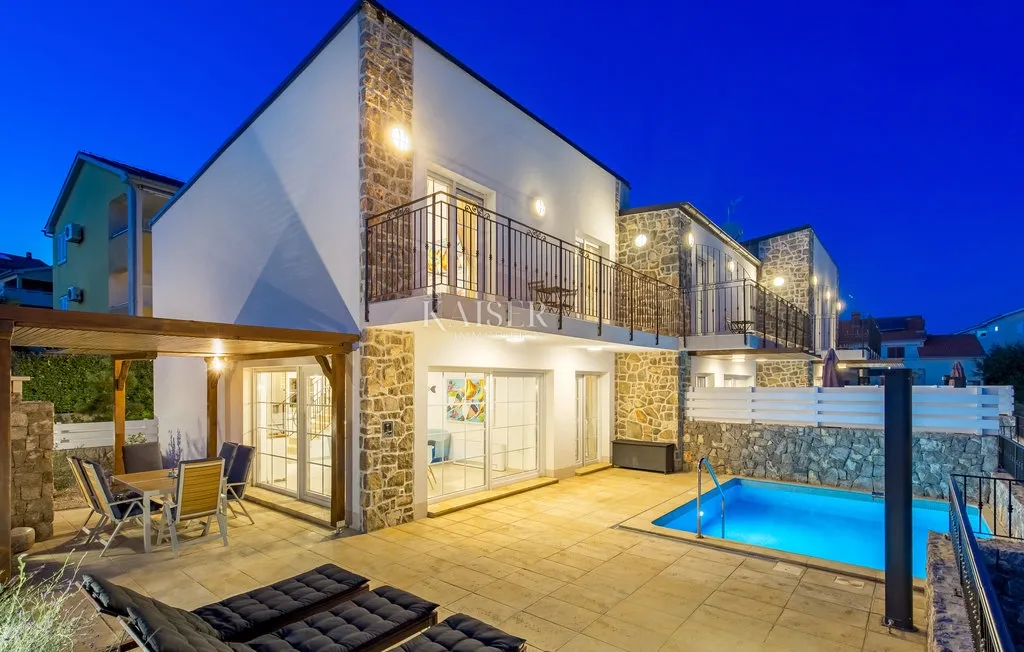 kornić, otok krk- vila 121m2 s pogledom na more i bazenom - slika 28
