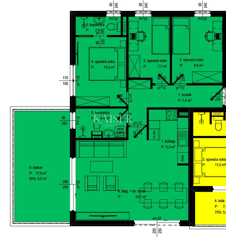 zadar - bili brig: penthouse 3s+db, krovna terasa - slika 4