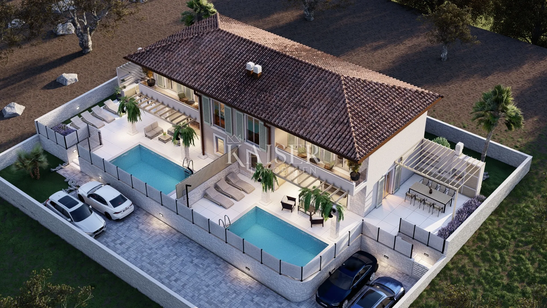 otok krk, malinska - dvojna kuća sa bazenom, 140m2 - slika 12