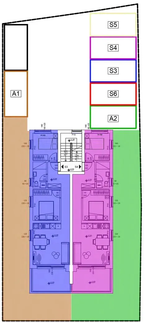 zadar, sveti filip i jakov – zgrada 2, apartman s4 s 2 spavaće sobe, lođom i pogledom na more (83,15 m²) - slika 9