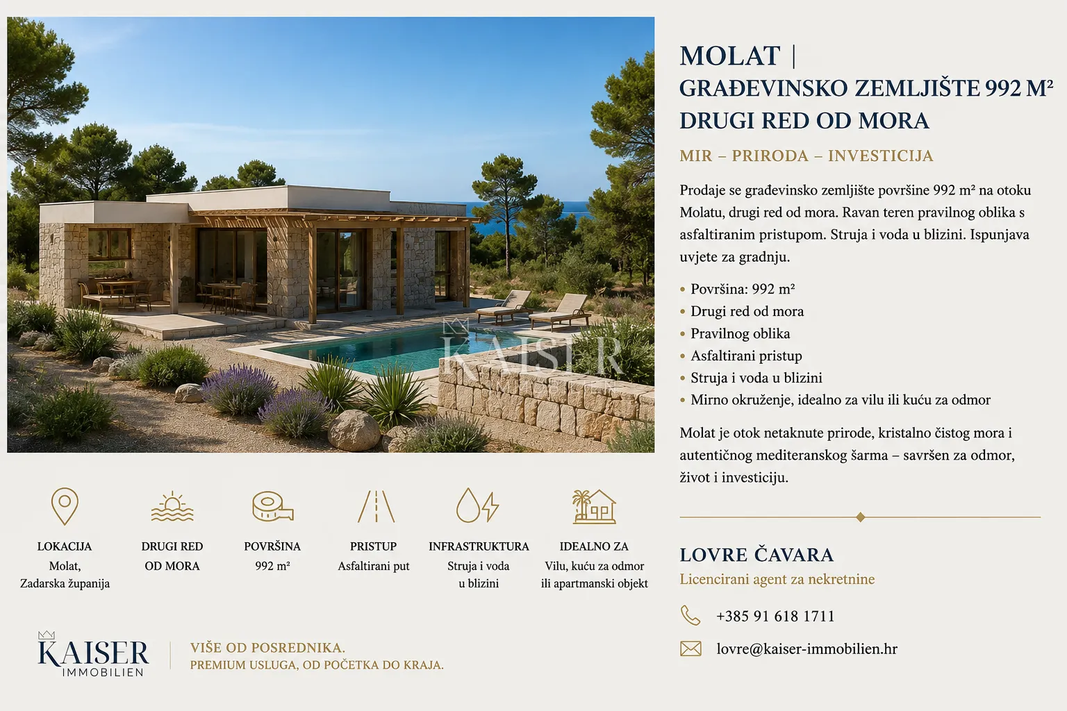 Zadar - Molat : zemljište drugi red od mora - Molat, Zadar
