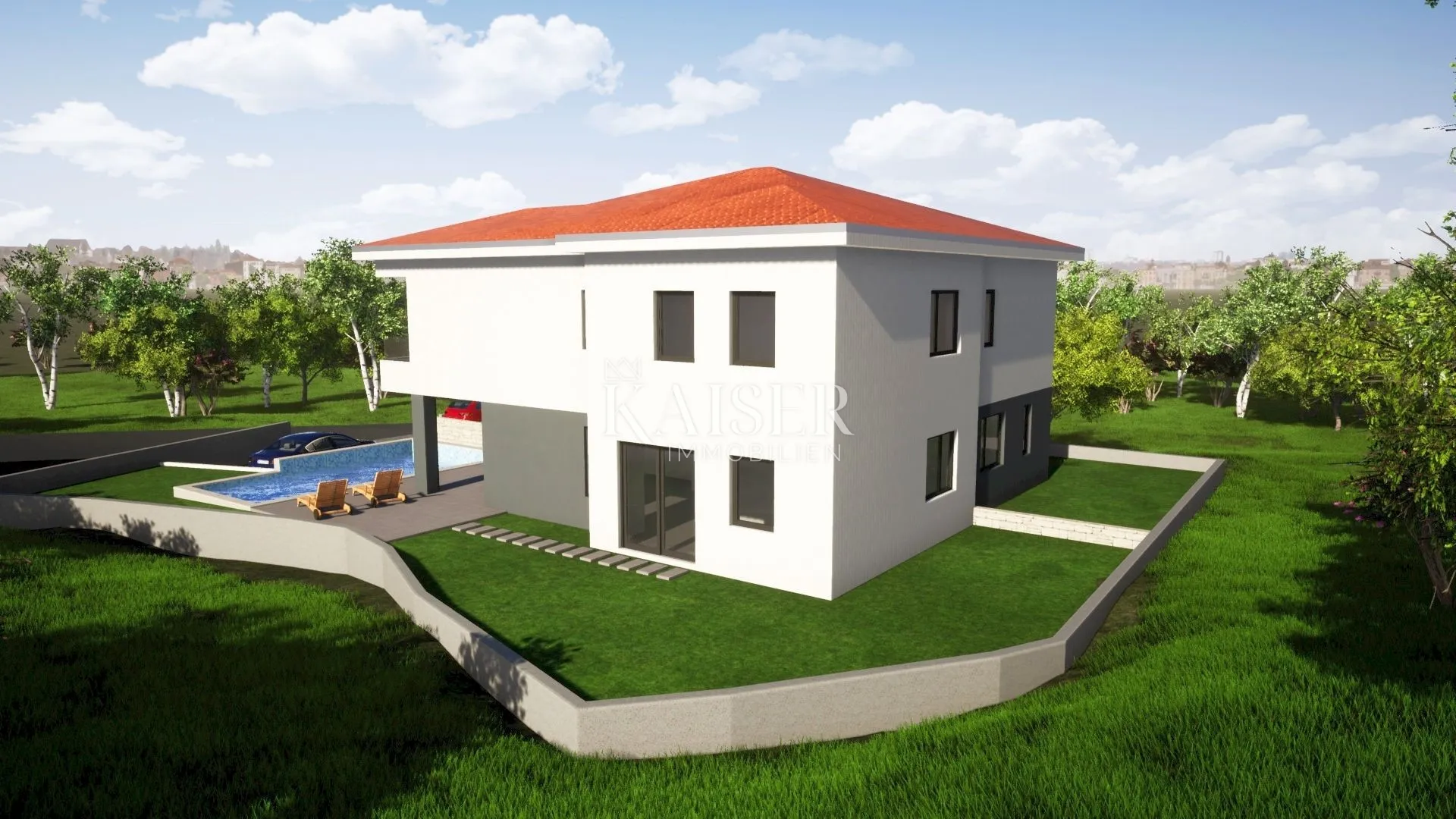 otok krk, malinska- moderna dvojna kuća 120m2 s bazenom - slika 3