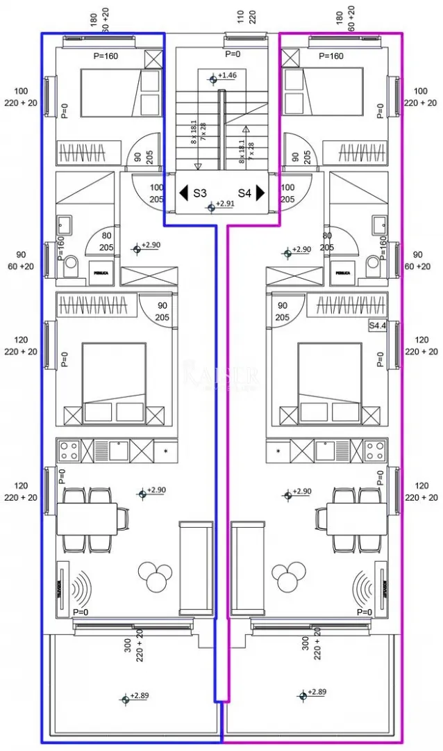 zadar, sveti filip i jakov – zgrada 1, apartman s4 s 2 spavaće sobe, lođom i pogledom na more (77,56 m²) - slika 8