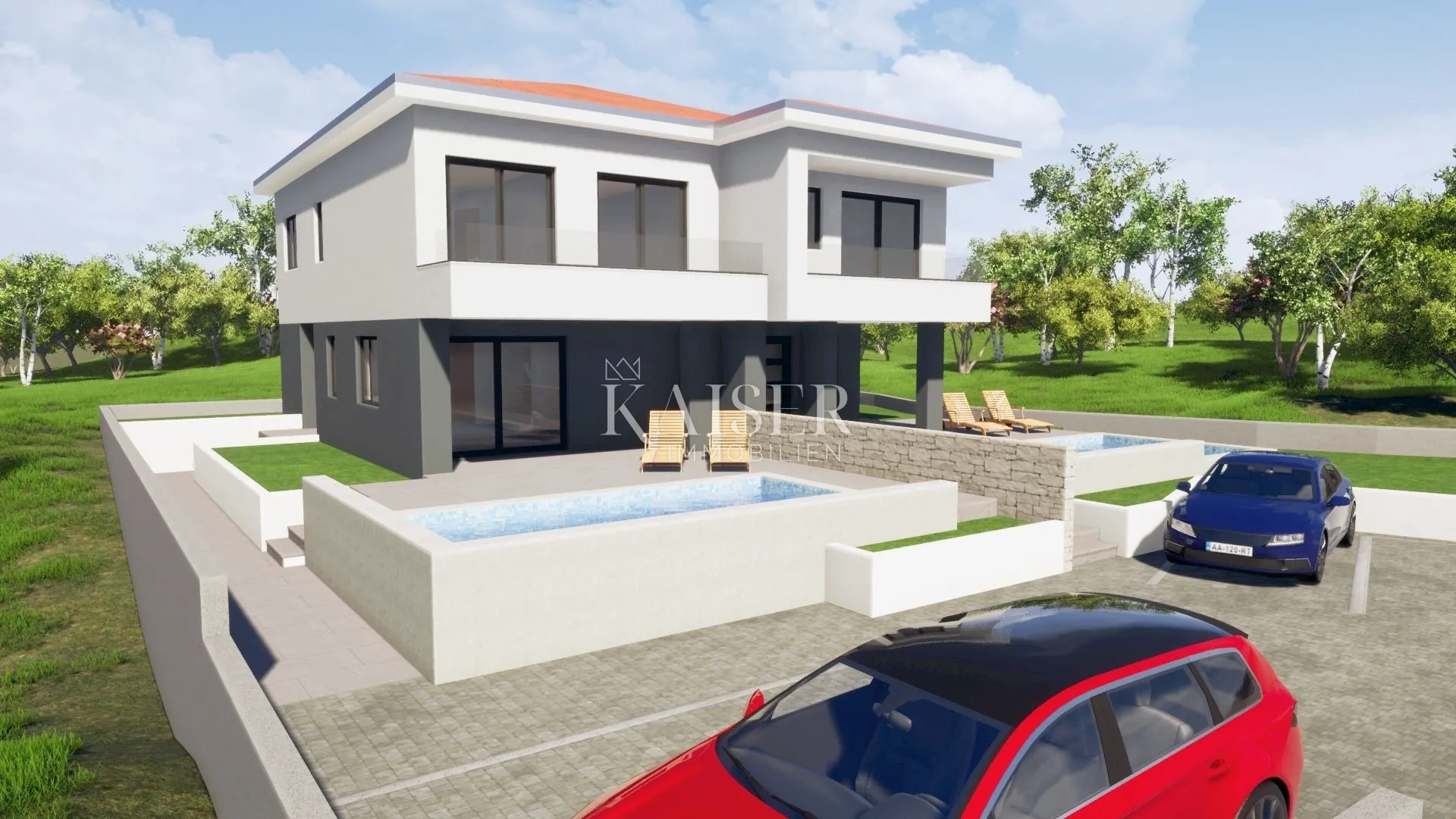 otok krk, malinska- moderna dvojna kuća 120m2 blizu mora - slika 3