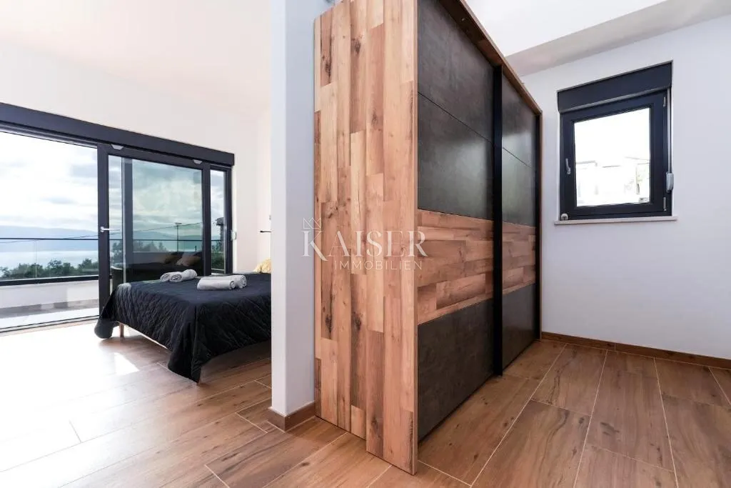 krk, risika - moderna dvojna kuća, 150 m2, pogled more - slika 17