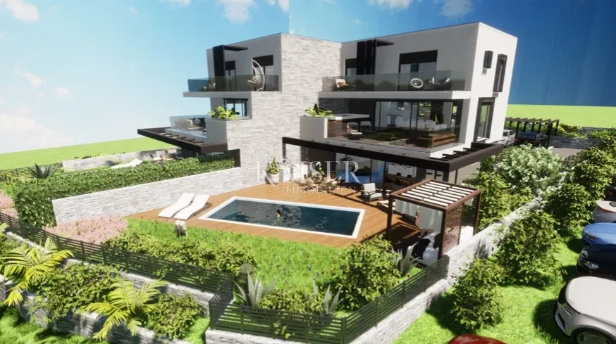 Punat - luksuzni apartman 126m2, pogled more, okućnica
