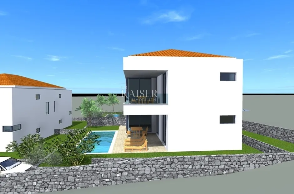 otok krk, malinska - dvojna kuća sa bazenom 180m2 - slika 10