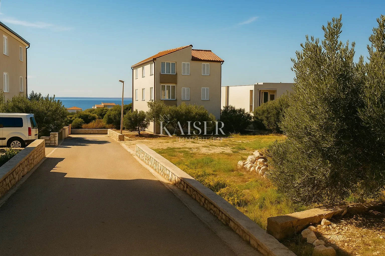 Pag, Mandre – građevinsko zemljište 734 m², 600 m od mora - Mandre, Kolan