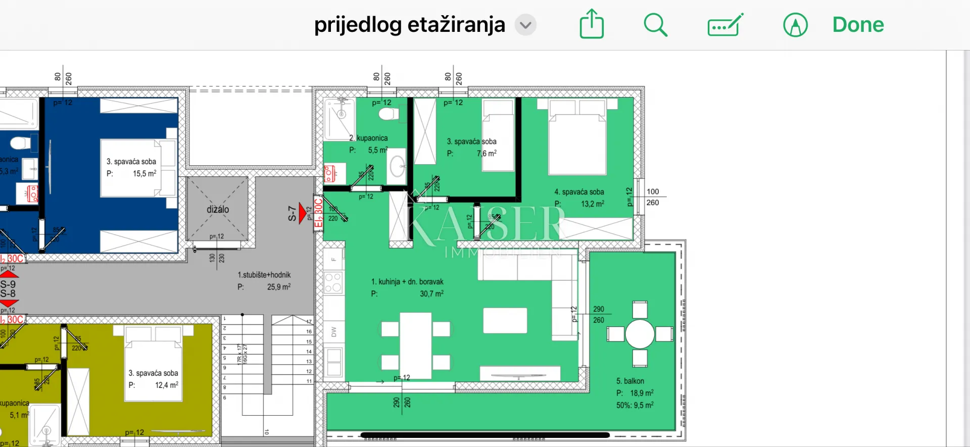 zadar, diklo, stan 94,58 m2, krovna terasa, 50 m od mora - slika 14