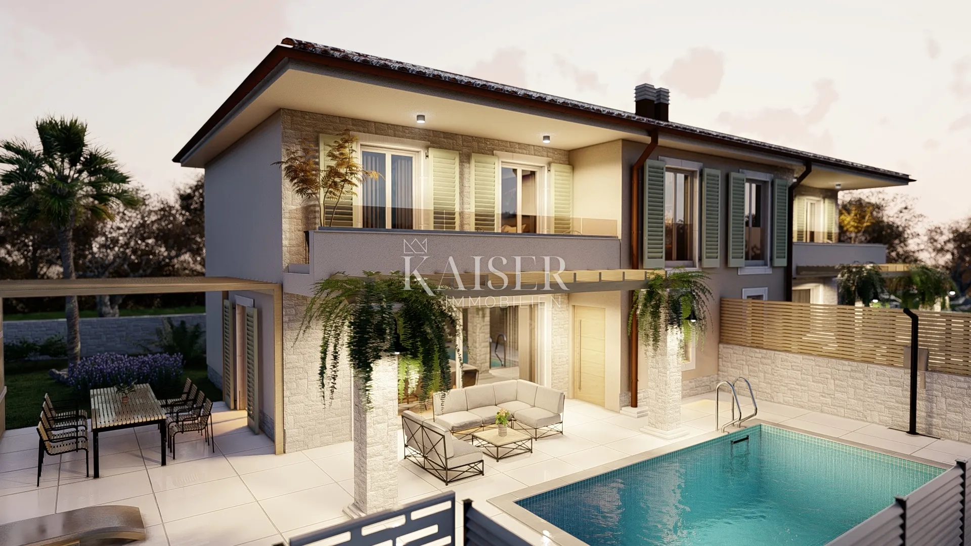 otok krk, malinska - dvojna kuća sa bazenom, 140m2 - slika 2