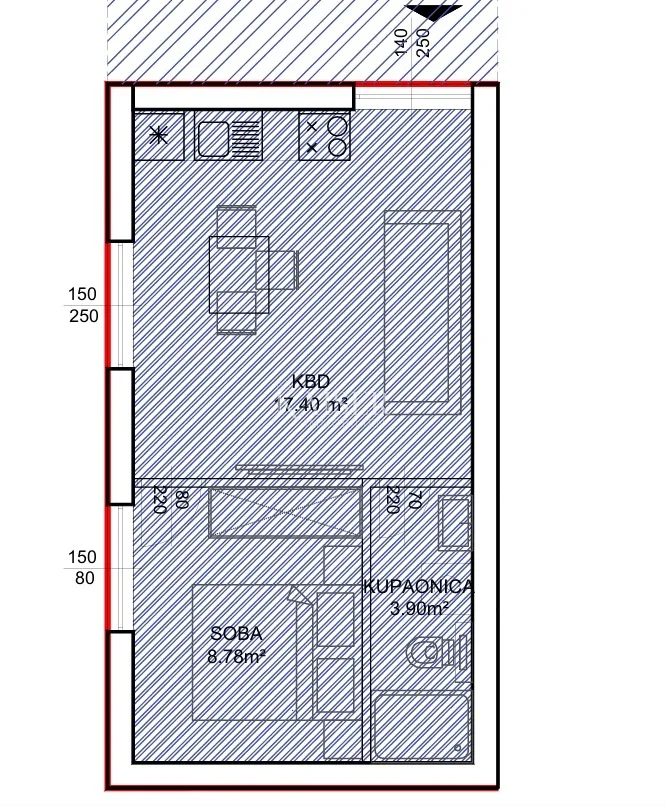 zadar, pakoštane - jednosoban stan 46,28 m2 u prizemlju s bazenom - slika 4