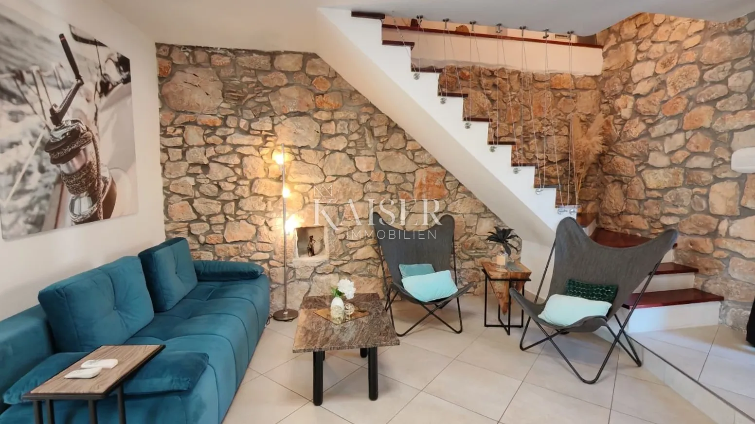 otok krk, dobrinj-renovirana kamena kuća 105m2 s bazenom - slika 2