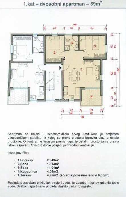 privlaka, zadar - dvosobni apartman s terasom u novogradnji - slika 27