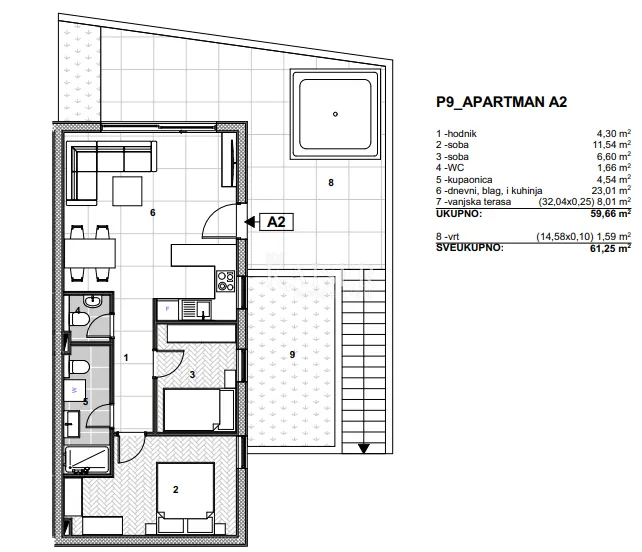 trogir, čiovo - luksuzni apartman s vrtom pored mora, 61,30m2 - slika 2