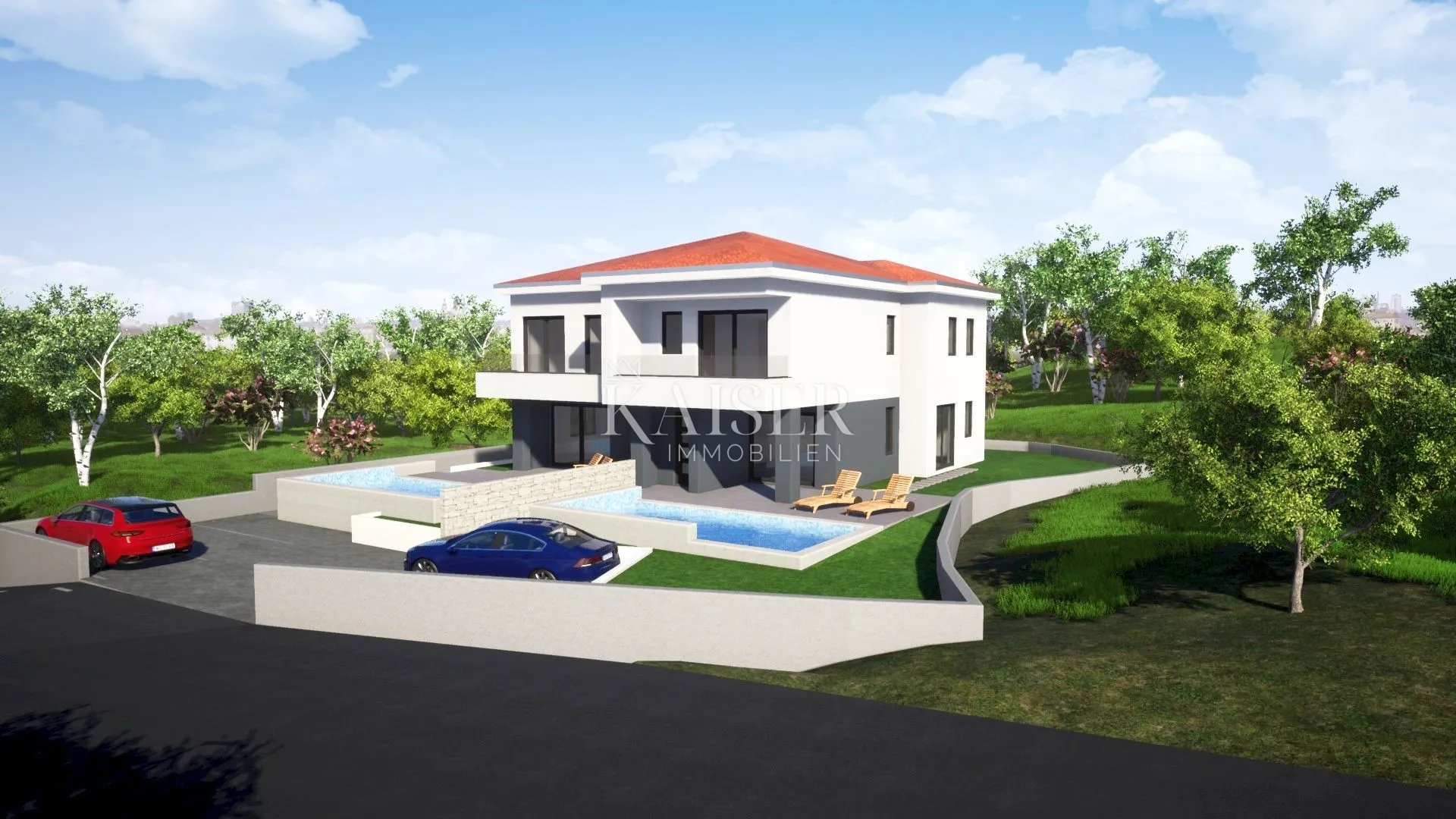 otok krk, malinska- moderna dvojna kuća 120m2 s bazenom - slika 2