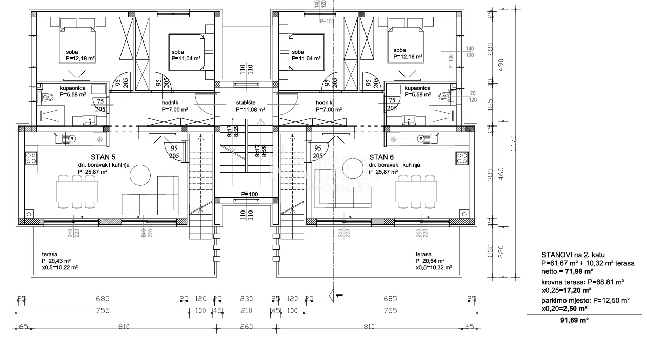 zadar, sukošan - penthouse s pogledom, 200 m od plaže - slika 4