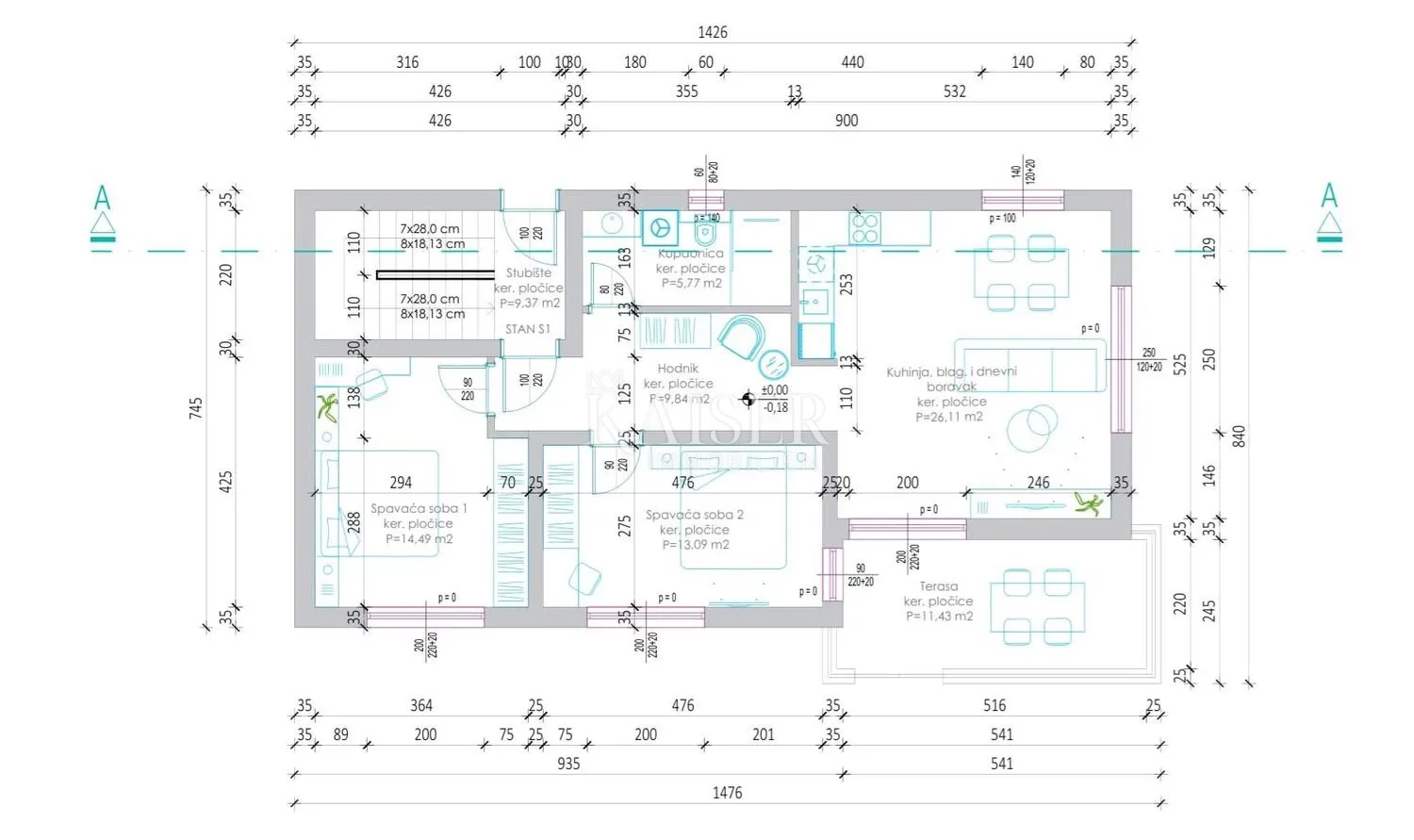 rovanjska - novogradnja 81 m2, 50 m od plaže, namješten - slika 8